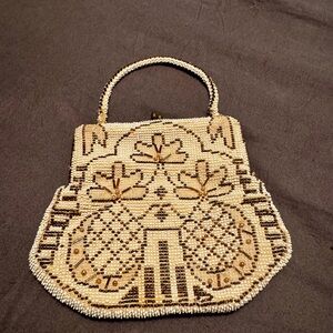 Vintage Art Deco Czechoslovakia Glass Micro Beaded Evening Bag, Purse